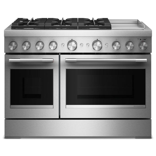 KFDD948SSS Kitchenaid Gas Range Commercial Style Dual Fuel with Griddle and Air Fry Oven , Convection , 6 Burner , Stainless Steel 48 Inch 013009