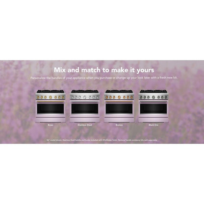 KFDS936SWF Kitchenaid Gas Range Commercial Style Dual Fuel Air Fry Oven Convection 6 Burner Stainless Steel and Wildflower Pink 36 Inch 013012