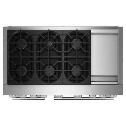 KFDD948SSS Kitchenaid Gas Range Commercial Style Dual Fuel with Griddle and Air Fry Oven , Convection , 6 Burner , Stainless Steel 48 Inch 013009