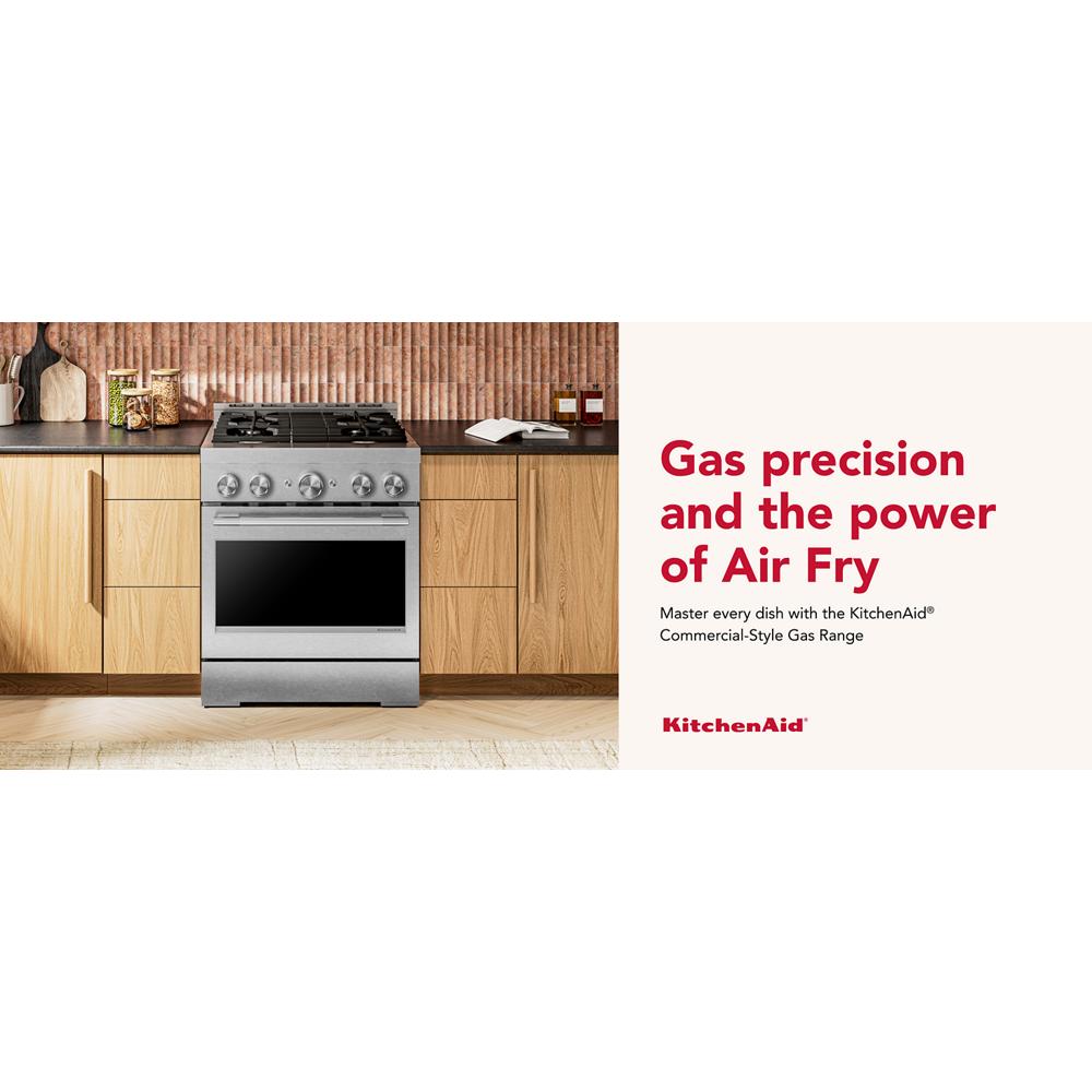KFGS930SSS Kitchenaid Gas Range Commercial Style Air Fry Oven , Convection , 4 Burner , Stainless Steel 30 Inch 013008