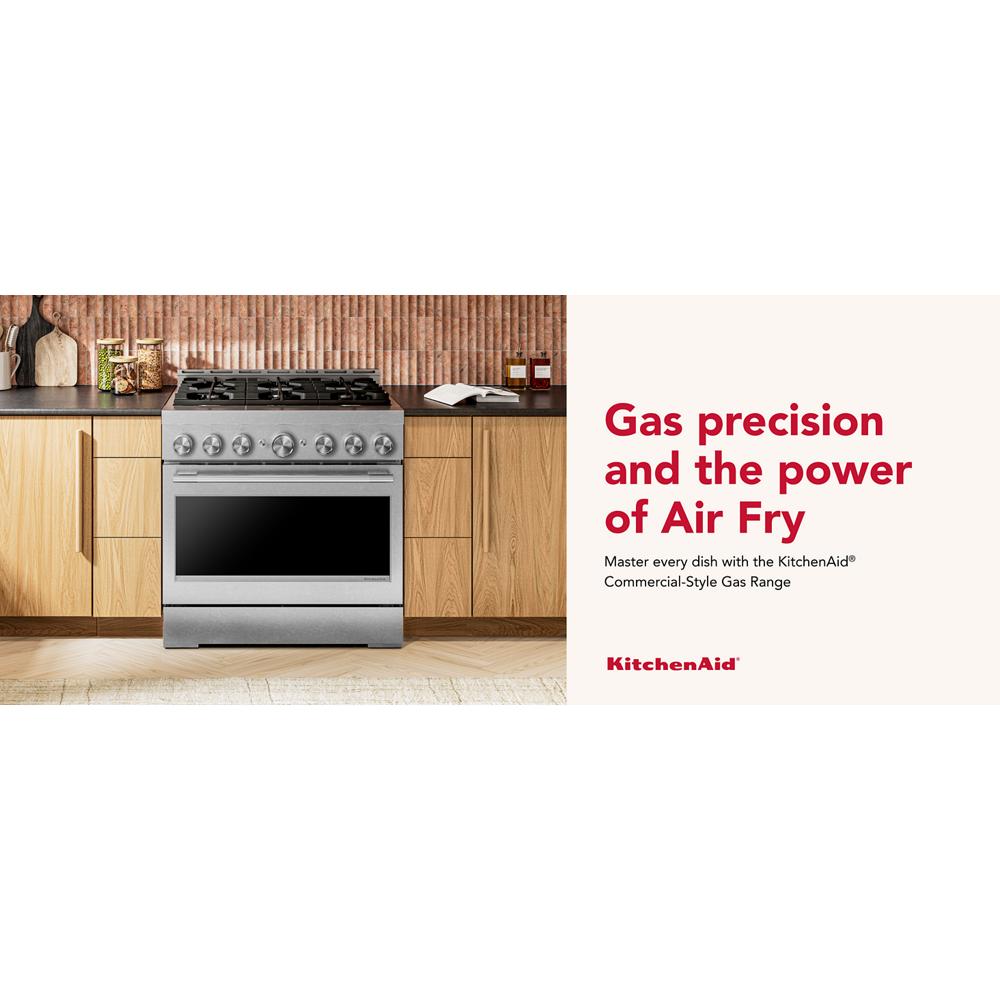 KFGS936SSS Kitchenaid Gas Range Commercial Style with Air Fry Oven , Convection , 6 Burner , Stainless Steel 36 Inch 013005