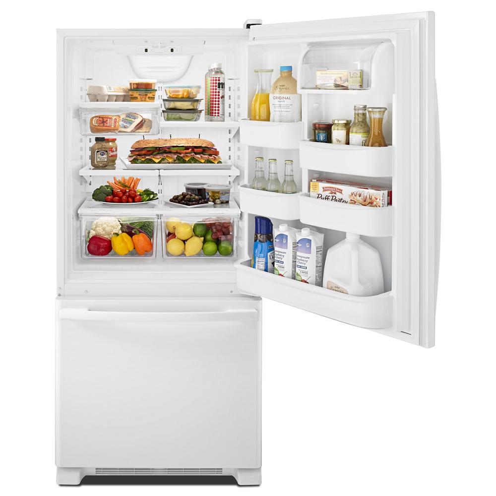 Amana ABB1924BRW Bottom Freezer Refrigerator , Pull Out Drawer , 18 CU Ft , 30 Inch , White , 111014