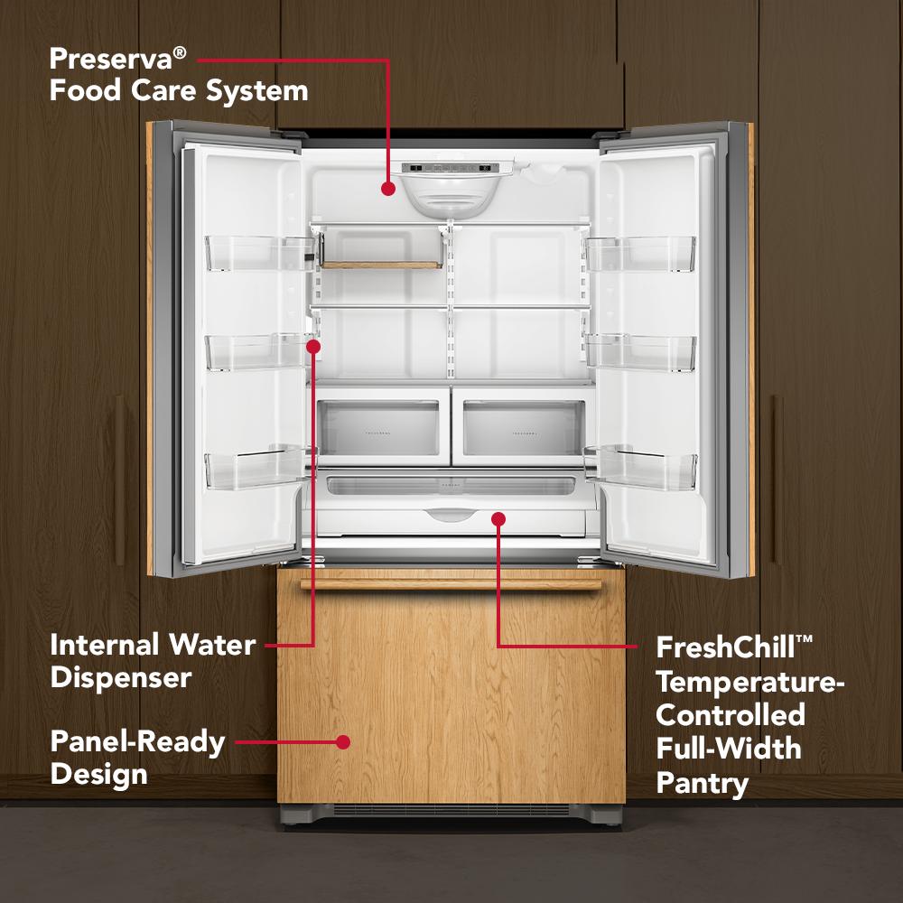 Kitchenaid KRFC136TPA Counter Depth Refrigerator French Door Style , Internal Water and Ice Dispenser , 22 Cu Ft , Panel Ready , 36 Inch , 333007