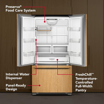 Kitchenaid KRFC136TPA Counter Depth Refrigerator French Door Style , Internal Water and Ice Dispenser , 22 Cu Ft , Panel Ready , 36 Inch , 333007