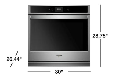 惠而浦 WOS51EC0HS 30 吋 5.0 銅。英尺。智慧單烤箱觸控屏，冷凍烘烤，溫度感應器，多步驟烹飪，快速預熱，保溫設置，控制鎖定模式，Star K 安息日模式，不銹鋼，全新開盒 369148
