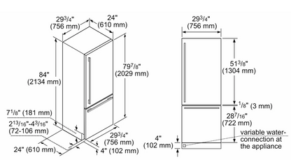 Bosch Benchmark Built In Bottom Freezer Refrigerator B30IB905SP , 30 Inch , Panel Ready , New , 131303  Closeout Special