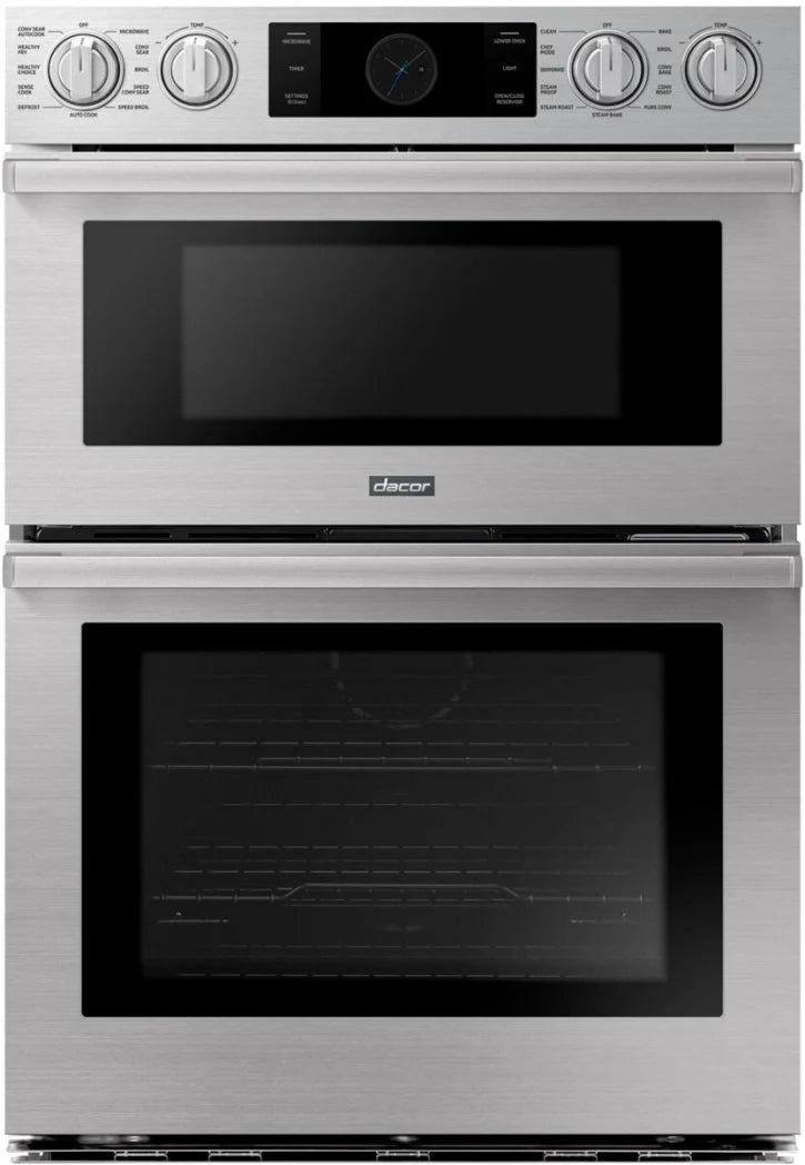 Dacor Transitional  DOC30T977DS 30 Inch Double Combination Smart Electric Wall Oven 6.7 cu. ft. , Chef Mode, Steam-Assist Oven, Microwave Convection Speed Oven, Self Clean Oven Sabbath, 101216