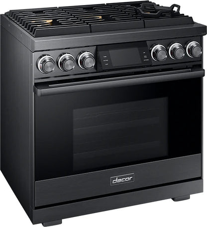 Dacor DOP36M96GLM 36 Inch Gas Range 6 Burners, 5.4 cu. ft. Oven, Self-Clean, Stack Burners, Graphite Stainless ,black stainless, 369292