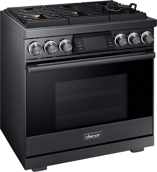 Dacor DOP36M96GLM 36 Inch Gas Range 6 Burners, 5.4 cu. ft. Oven, Self Clean, Stack Burners, Graphite Stainless ,black stainless, New Open Box, 369292