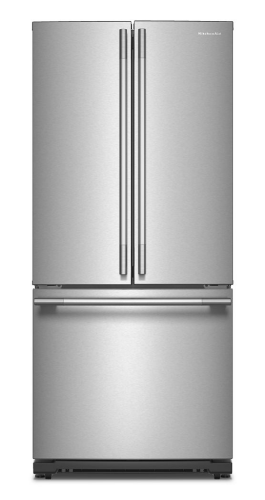 Kitchenaid KRFF330SPS Standard Depth French Door Refrigerator , Internal Water and Ice , 20 Cu Ft , 30 Inch Width , Print Shield Stainless Steel , 333010
