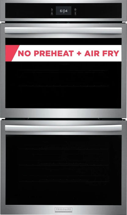 Frigidaire Gallery Series GCWD3067AF 30 Inch Double Electric Wall Oven , Air Fry, 10.6 Cu.Ft. Capacity, Total Convection, Self Clean, No Pre Heat, Steam Bake, Temperature Probe, Glide Rack,Control Lock, Star-K,Stainless Steel , 369440