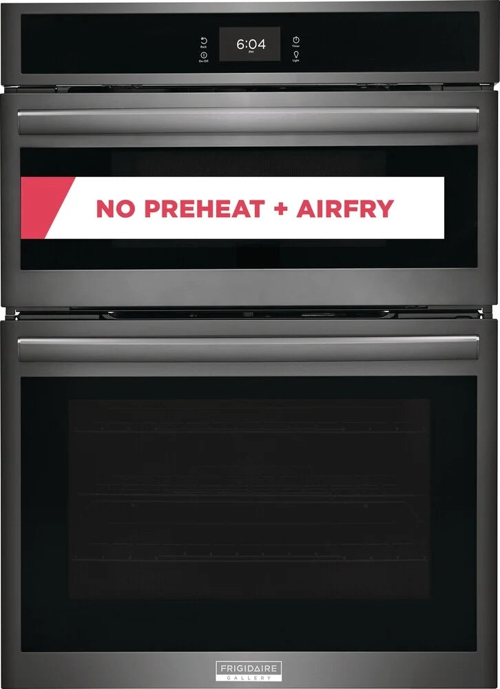 Frigidaire GCWM3067AD 30 Inch Combination Electric Wall Oven Air Fry, 7.0 Cu. Ft. , Convection Oven, Steam and Self Clean, Slow Cook, Steam Bake, Microwave Oven Combo, Black Stainless Steel New Open Box 369433