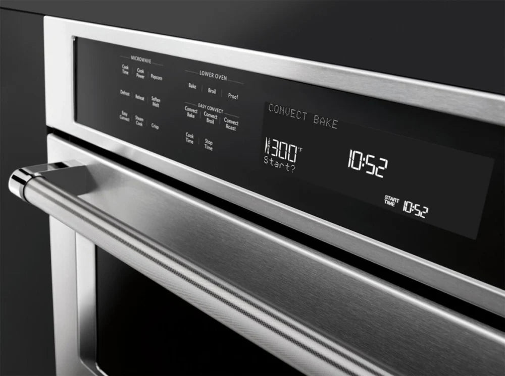 KitchenAid KOCE500ESS 30 Inch Double Combination Electric Wall Oven with 6.4 cu. ft. Total Capacity, Self-Clean Oven, EasyConvect™ Conversion System, Crispwave™ Microwave Technology, Temperature Probe, and FIT System Guarantee: Stainless Steel, 999536