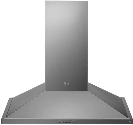 LG Studio LSHD3680ST 36 Inch Wall Mount Smart Chimney Hood with 600 CFM Internal Blower, Wi-Fi, IR Touch Controls, LED Lighting, Mesh Filters, Low-Profile Body, RoHS, Stainless Steel , 369425