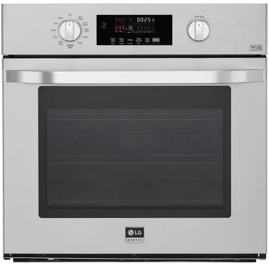 LG Studio 30 Inch Smart Single Electric Wall oven LSWS307ST , Convection, Gliding Rack System, EasyClean, Hidden Bake, Self-Cleaning, Voice Commands, Wi-Fi, 4.7 cu. ft. Capacity Stainless Steel , New Open Box 369024