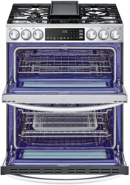LG 30 Slide-In Gas Smart Range Double Oven,Air Fry,LTGL6937F,6.9 Cu. Ft. Oven Capacity,ProBake Convection,EasyClean,SmoothTouch Glass Controls,WideView Window,Wi-Fi,ThinQ Technology,Ultra-Heat burner,Print Proof Stainless Steel,NEW,stove,369122