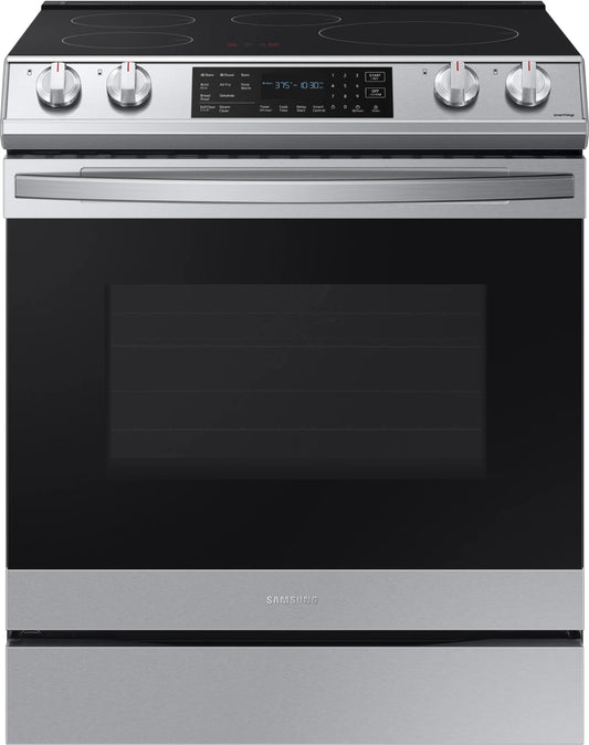 Samsung  NE63B8611SS 30 Inch Slide In Induction Range 4 Induction Elements, 6.3 Cu. Ft. Oven, Storage Drawer, Air Fry, Convection, Self & Steam Clean, Sabbath, Wi-Fi, 3,800W Power Burner, Star K, ADA  Fingerprint Resistant Stainless Steel , 101226