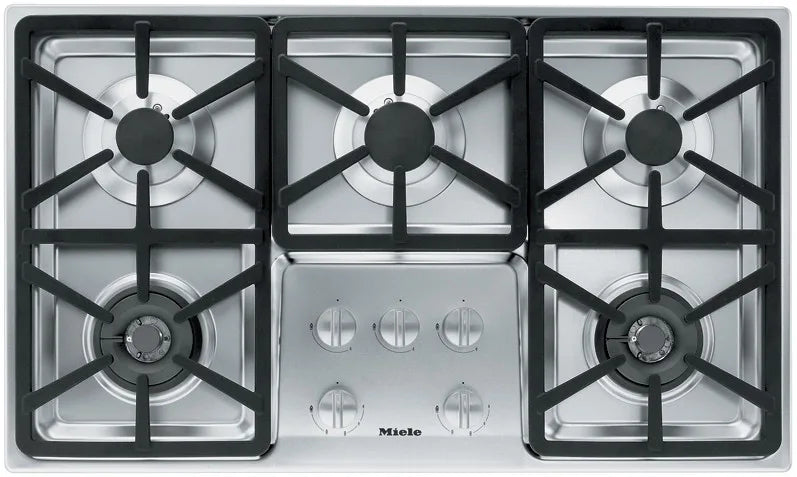 Miele  KM3474G 36 Inch Stainless Steel Gas Cooktop , 5 Sealed Burners , Fast Ignition System,  Hexa Grate Design Natural Gas, Stainless Steel, New Open Box