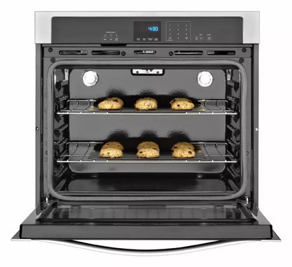 Whirlpool WOS51EC0HS 30 Inch 5.0 Cu. Ft. Smart Single Oven Touchscreen, Frozen Bake, Temperature Sensor, Multi-Step Cooking, Rapid Preheat, Keep Warm Setting, Control Lock Mode, Star K Sabbath Mode, Stainless Steel , 369148