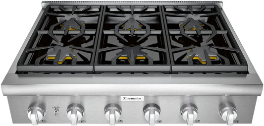 Thermador Professional Series  PCG366W 36 Inch Gas Rangetop , Pedestal Star Burners, Continuous Cast Iron Grates, 2 Extra Low Burners, LED Down Lighting, Star-K, 36 Inch, 6 Sealed Burners, Cooktop