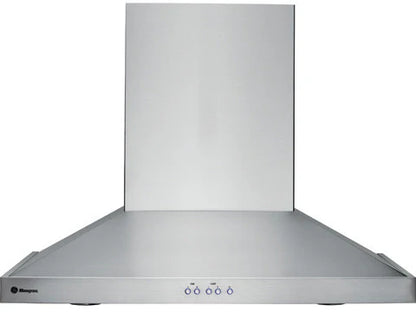 GE Monogram 30 Inch Wall Mount Chimney Range Hood ZV830SMSS,500 CFM Internal Blower Perimeter Filter System,4-Speed Fan,Halogen Lamps, Convertible Recirculation Stainless Steel 369037