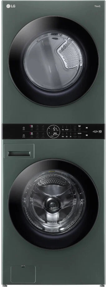 LG  WKEX200HGA 27 Inch Electric Wash Tower 4.5 cu. ft. Washer, 7.4 cu. ft. Dryer, Turbo Wash , AI Fabric Sensor, ENERGY STAR Nature Green , 101222