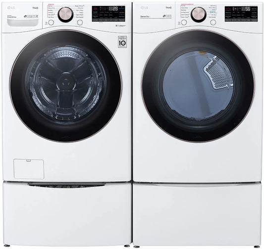 LG Front Load Washer  and Gas Dryer Set  WM4000HWA,DLGX4001W, 27 Inch 4.5 cu ft.,SmartThinQ,SmartDiagnosis,Wi-Fi,12 Wash Cycles,Steam,Quick Wash,Sanitary,Allergiene,ColdWash,NSF,Energy-Star,7.4 Cu Ft.,LoDecibel,Wrinkle Care,Sensor Dry,White