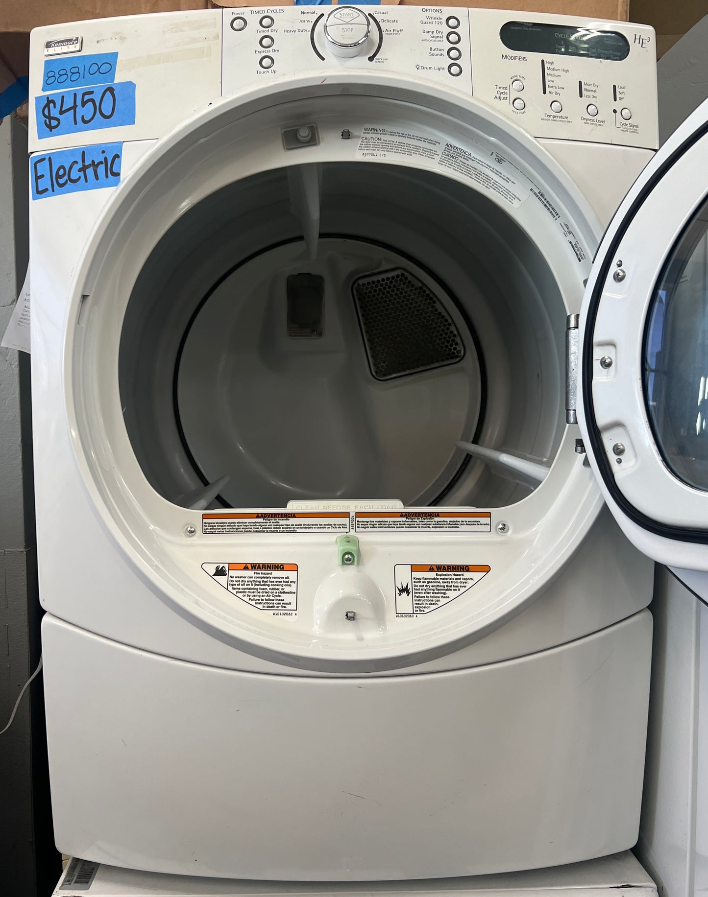 Kenmore Elite Front Load White Electric Dryer 888100