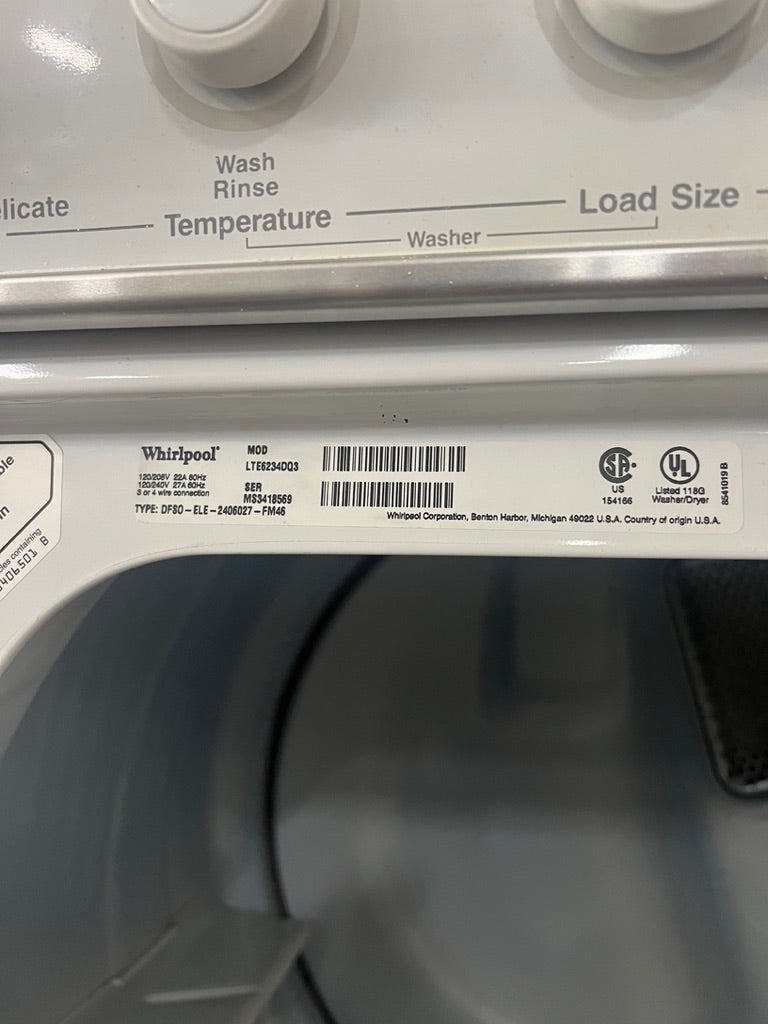 Whirlpool 27 Stackable Electric Washer Dryer Laundry Center 888611