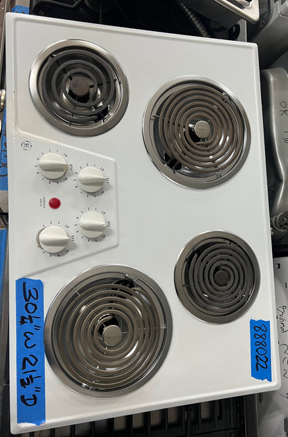 GE 30 Inch Electric 4 Burner Coil White Cooktop 888022