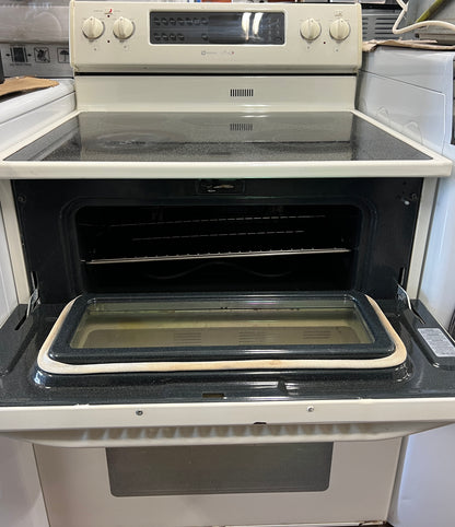 30" Maytag Glass top Electric Range Stove in Off White with Double Oven  888638
